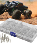 RC Car Screw Kit 451Pcs Stainless Steel Fastener Set For One Fifth Scale 6S 8S RC Cars And Trucks shown with RC car and storage box
