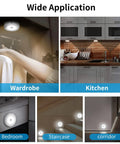LED Motion Sensor Closet Light Battery Powered Cordless Under Cabinet Lighting for Hallway Bedroom Kitchen Pantry Bookcase Stairs Visible in Various Applications