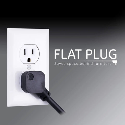 Flat plug of Surge Protector Power Strip with Six Outlets Eight Foot Extension Cord 1300 Joules of Surge Protection in socket