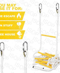 2 Story 16Ft Fire Escape Ladder With Flame Resistant Safety Rope, Grab And Go Deploy, Easy To Use And Store, Compact Design