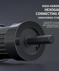 Electric Rivet Gun Adapter Kit With Removable Handle And Four Interchangeable Rivet Heads close-up of hexagonal connecting rod for stability.