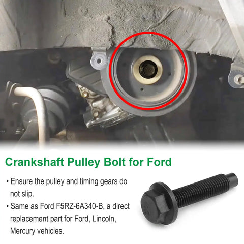 Ford 4.6L 5.4L 3V Engines Timing Belt Tool Set crankshaft pulley bolt shown installed in engine