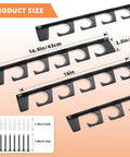 Product size details of Heavy Duty Fishing Rod Rack Wall Or Ceiling Mount Set Holds Up To 10 Rods, shown with dimensions and screws