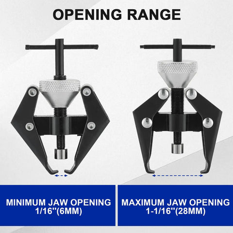 Beefy Heavy Duty Battery Terminal And Windshield Wiper Arm Puller Kit with 6-28mm jaw opening, durable 45 steel jaws