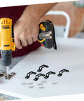 30 Pack Hidden Furniture Connectors And Adjustable Cabinet Fastener Brackets For Wardrobes And Sofas Offer Invisible Shelf Joining Hardware in use with screws.