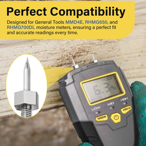 PIN3 Moisture Meter Replacement Pins for MMD4E 6 Pack Compatible with RHMG650 and RHMG700DL Easy Swap for Accurate Readings Durable Pin Set for DIY Wood Moisture Checks on meter