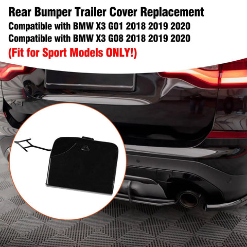 Right Side Tow Hook Cover For BMW X3 G01 G08 Rear Bumper Eye Cap Black Replacement 2018 2019 2020 OE 51127498525