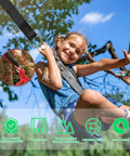 Child swinging with Heavy Duty Tree Swing Straps Kit 2200 Lb Capacity, 5 Ft Extra Long Straps With Safe Lock Carabiner Hooks