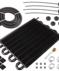 Eight Row Transmission Cooler Kit Universal 8 Pass Trans Cooler Aluminum Remote Oil Cooler Radiator With Hose Mounting Kit
