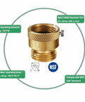 5 Pack Lead Free Brass 3/4 Inch MHT Hose Bibb Connector Backflow Preventer Vacuum Breaker Anti Siphon Fitting With Extra Set Screws