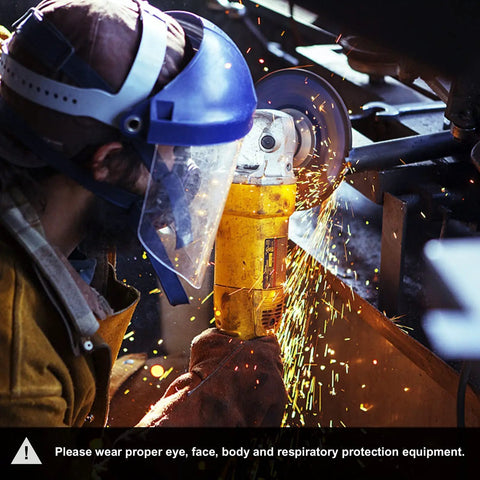 Worker using Ultra Thin 4.5 Inch Cut Off Wheel Set 50 Plus 2 Pack For Metal And Stainless Steel Cutting On Angle Grinders