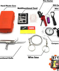 8 in 1 Emergency Gear Survival Kit For Outdoors And Adventures items including knife, compass, flashlight, and SOS box