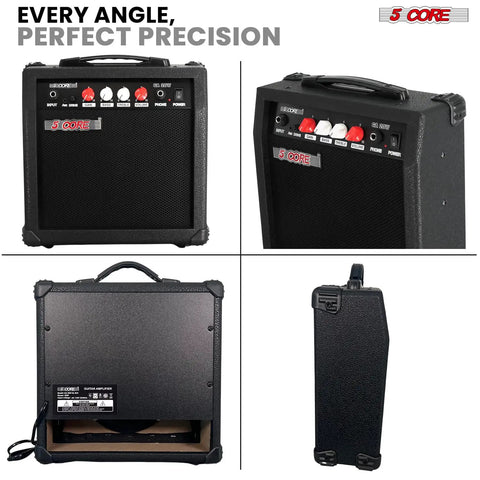 20W Portable Electric Guitar Amp With A 6.5 Inch Speaker, Headphone Output, Gain Control, Compact Gold Finish Amp