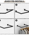 2 Pack Slatwall U Shaped Rectangular Tubing Hangrail 16x12 Inch for Retail Display and Home Apparel Storage Black Beefy Steel Installed
