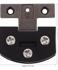 Close-up of heavy duty stainless steel glass door hinge for tempered glass doors with clamp fitting and modern black frameless design