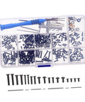 Rc Car Screw Kit And Hardware Set For Models With A Full Range Of Nuts Bolts Screws And Tools Durable Iron Construction For Long Lasting Use Best For Quick Repairs And Easy Maintenance Of Your Rc Rides shown in a plastic organizer with compartments and tools.