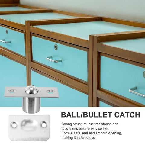 4 Pack Heavy Duty Stainless Steel Door Ball Catch Strikes With Secure Closure Silver Finish For Cabinet Closet And Van Camper Doors Rust Proof And Durable Latch Hardware For Home Improvement Projects on aqua drawer unit.