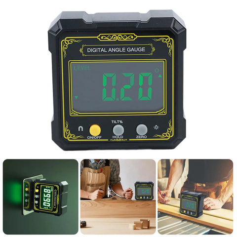 Dope Digital Protractor With Large LCD Screen Angled Meter Mount for woodworking and metal fabrication, showing 0.20° measurement.