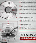 Front Wheel Bearing Hub Assembly With ABS 2WD Drop In Fit For 2007 Through 2014 Escalade ESV, 2007 Through 2013 Silverado 1500