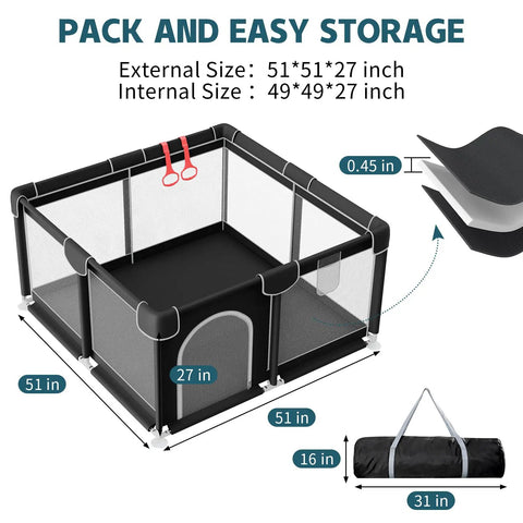 Spacious Baby Playpen For Babies And Toddlers Indoor And Outdoor With Gate, Breathable Mesh Walls, Super Sturdy Play Yard, Kiddo Friendly Fence For Infants, Large 50x50x27 Cm Play Space, Easy Setup Safe Activity Center