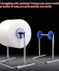 Adjustable Shipping Station Stand Tabletop Bubble Wrap Dispenser Metal Cushioning Film Rack showcasing a galvanized steel design.