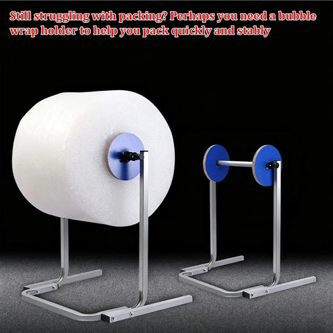 Adjustable Shipping Station Stand Tabletop Bubble Wrap Dispenser Metal Cushioning Film Rack showcasing a galvanized steel design.