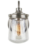 Mason 10 Inch Modern Farmhouse Wall Sconce With Seeded Glass Jar Shade, Industrial Gooseneck Light In Brushed Nickel Finish