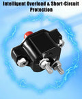 Beefy 50 Amp Push Button Circuit Breaker With Built In Thermal Protection For Marine Electrical Systems Rugged Marine Grade Component Ideal For Boats And Yachts Inboard And Outboard Applications, black with red reset button