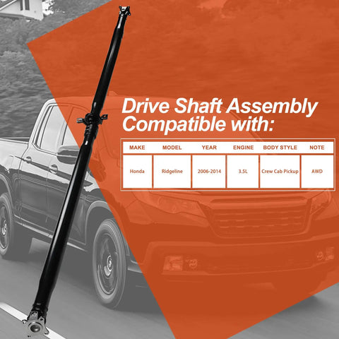 Rear Driveshaft Assembly For Honda Ridgeline Crew Cab Pickup 2006 2014 3.5L AWD Replacement Driveshaft OE 40100SJCA03 40100SJCA04 Fitment Easy Install And Durable Design For Smooth Power Transfer, black steel driveline shaft