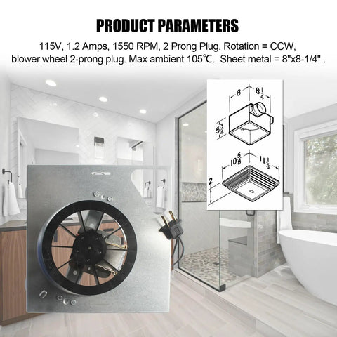 Upgrade 8 Inch By 8.25 Inch Bathroom Exhaust Fan Motor For Nutone 763 763N And Broan 679 E 2679F-A 679L Replacement S97015163