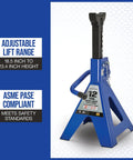 Double Locking 12 Ton Jack Stands Pair With 24,000 Pound Capacity Built Tough Heavy Duty Cast Iron Ratchet Drive Large Saddle Surface For Safe Precise Load Support ASME PASE Compliant