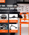 Mechanic using Beast 12 Ton Hydraulic Shop Press With H Frame, 4 Position Adjustable Height And Movable Plates, Ideal For Garage Or Pro Shops