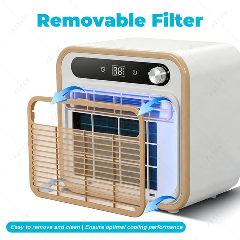 Super Chill ALsup Split Personal Unit With Handle And Quiet Cooling Power. Delivers 5000 Btu removable filter front view