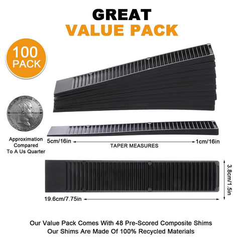 100 Pack Hard Composite Shims For Home Improvement And DIY Furniture Leveling No Rot Table Wedges For Restaurants And Home Use