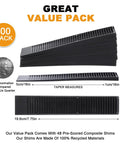 Bulletproof Black Composite Shims For Leveling Heavy Duty Plastic Furniture Levelers And Table Wedges Built Tough For Contractors And Diy Hustlers To Get The Job Done Right No Sweat, showing 100 pack and tapered measurements.