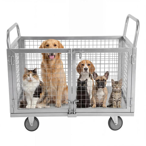 Heavy Duty Convertible Utility Cart 7 In 1 Rolling Platform Truck With Secure Cage Enclosure 2000 Lb Capacity Steel Frame with pets.