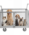 Rock Solid Heavy Duty Platform Truck With Secure Cage And Adjustable Panels, Hella Tough 2000 Pound Industrial Material Storage Cart For Warehouses And Outdoor Jobsites with pets inside.