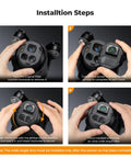 Installation steps of Wide Angle Lens For DJI Mavic 4 Pro Drone, enhancing landscape and sky shots; snaps on securely.