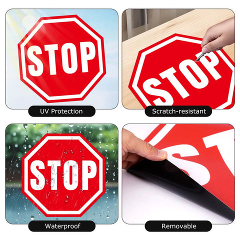 5 Pack Large Stop Stickers 17 By 17 Inches Vinyl Road Warning Sign For Worksite Safety Heavy Duty Industrial Grade Vinyl Resists Foot Traffic Forklift Wheels And Scuffs, red stop sticker UV protected