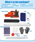 Image showcasing the package contents of Gas Powered Chainsaw With 28 Inch Bar And 71CC Two Stroke Beast Power Delivers Up To 2KW At 10000 RPM.