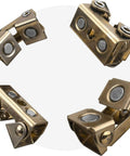 Strong Hand Tools magnetic V-pads kit, 4-piece with two 2in XDV4 and two 2.2in XFV4, brass finish.