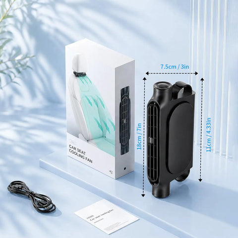 New Upgraded Car Seat Fan That Blows Cold Air For Backseat Cooling With Thirty Degree Adjustable Tilt Three Speed USB Rechargeable