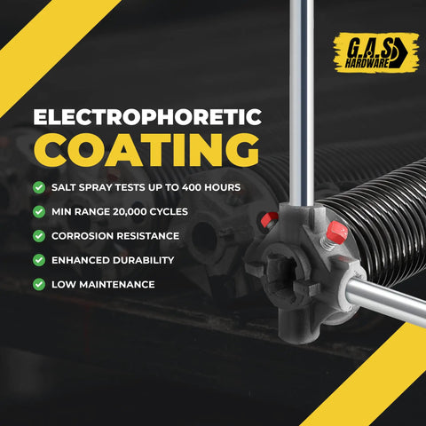 Electrophoretic coating details on Commercial Grade Garage Door Torsion Spring Replacement 0.331 By 3-3/4 By 54 Inches.