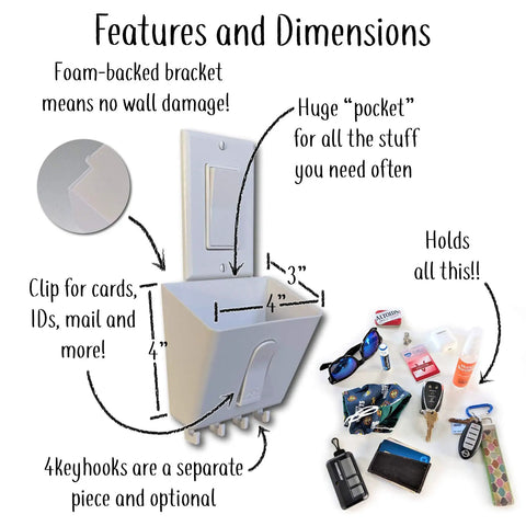 Light Switch Organizer With Key Holder Wall Pocket For Entryway No Drill Install White 1 Pack Keeps Mail Keys Wallets Sunglasses Remotes And Everyday Carry Essentials