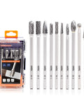 OSTTE 10-piece long carbide burr set, 1/4 in shank, 3.94 in length, in clear case