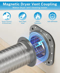 Magnetic Dryer Vent Coupling Kit With 4 Inch SemiRigid Dryer Vent Hose Aluminum Foil Tape And Two Clamps For Tight Spaces