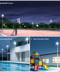 2 Pack 100W LED Flood Lights Outdoor With 10000LM Each, IP65 Waterproof 6000K Exterior Floodlight illuminating basketball court