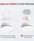 Four Pack Photoelectric Smoke Detectors With Replaceable Battery And Test Silence Button For Your Home Safety Easy Install Fast 360 Degree Coverage And Eighty Five Decibel Alarm For Quick Fire Alerts, easy wall or ceiling mount