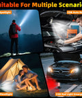 Hella Bright Magnetic Rechargeable Golf Cart Led Dome Light With 360 Spin And Seven Glowing Modes used in various scenarios like camping, auto repair, and emergencies.