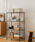 Heavy Duty 4 Tier Metal Wire Shelf On Wheels 1000 Lb Capacity Adjustable Height Storage Rack with items in room